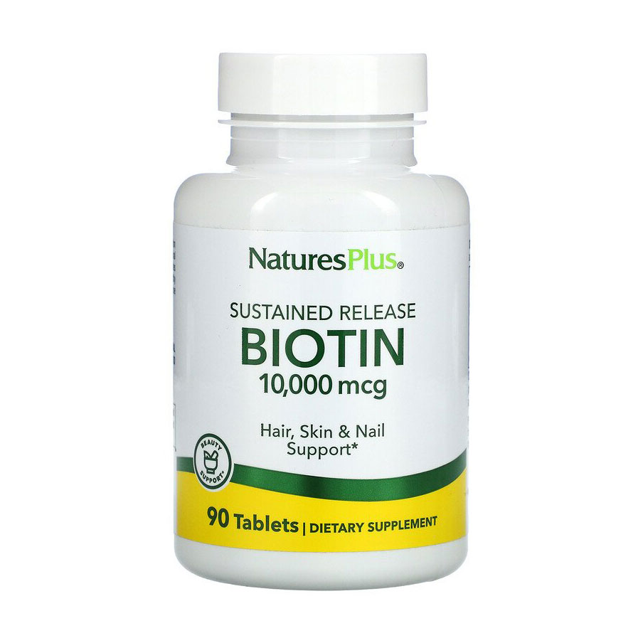 Біотин повільного вивільнення NaturesPlus Biotin 10000 мкг, 90 таблеток